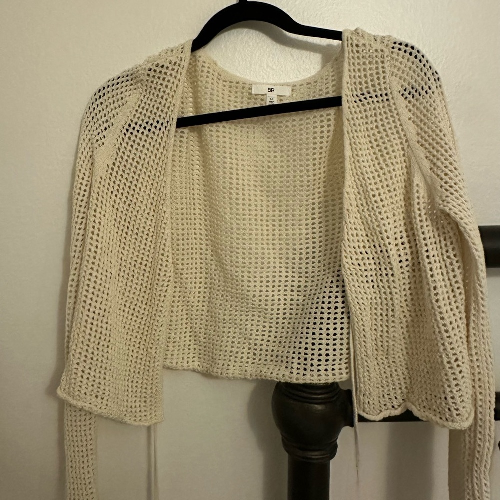 BP Cream Open-Knit Cardigan